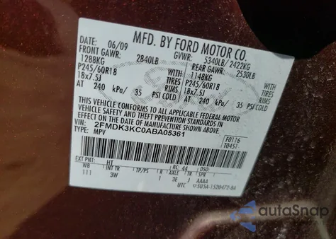 2010 Ford Edge Limited from USA, damaged, VIN 2FMDK3KC0ABA05361